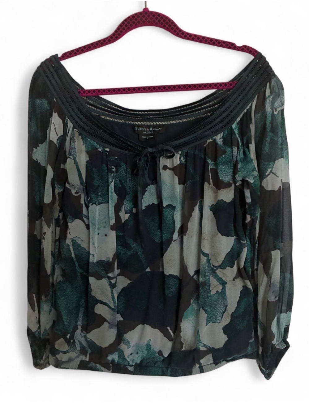 Guess by Marciano Off-the-Shoulder Long Balloon Sleeve Blouse M